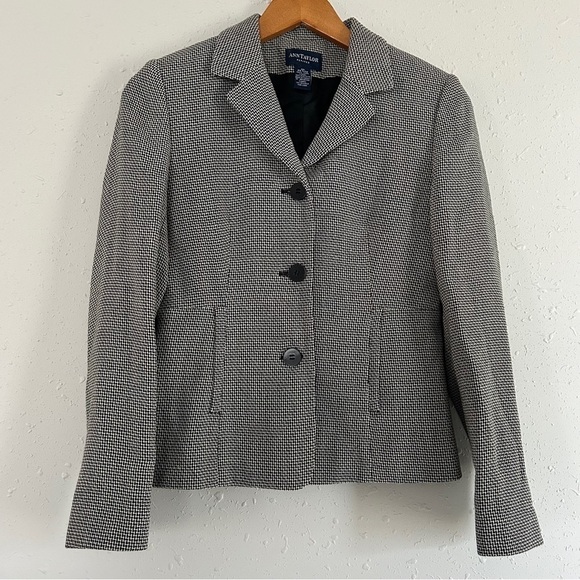 Ann Taylor Petites Black White Tweed Blazer Jacket Formal Office Business 2P - Picture 1 of 6